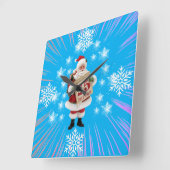 Wall Clock Santa Clause  Vierkante Klok (Hoek)