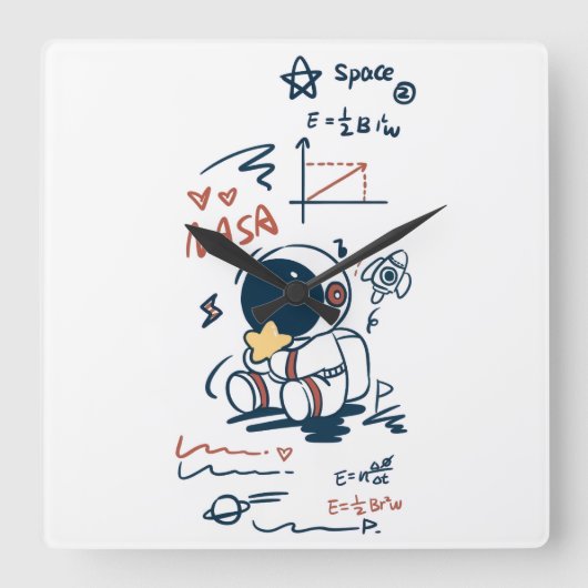 Wall Clock. Vierkante Klok (Voorkant)