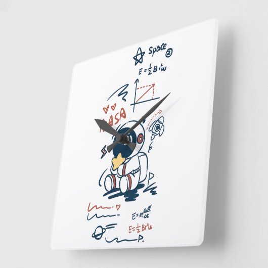 Wall Clock. Vierkante Klok (Hoek)