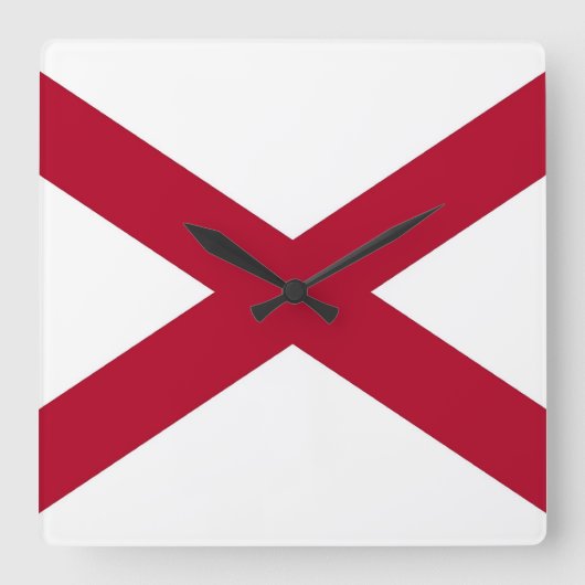 Wall Clock with Flag of Alabama, VS Vierkante Klok (Voorkant)