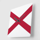 Wall Clock with Flag of Alabama, VS Vierkante Klok (Hoek)