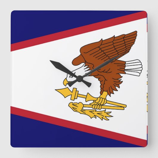Wall Clock with Flag of American Samoa, VS Vierkante Klok (Voorkant)