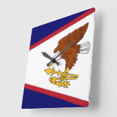 Wall Clock with Flag of American Samoa, VS Vierkante Klok (Hoek)
