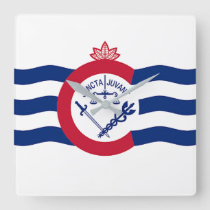 Wall Clock with Flag of Cincinnati, VS Vierkante Klok