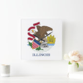 Wall Clock with Flag of Illinois, VS Vierkante Klok (Huis)