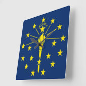 Wall Clock with Flag of Indiana, VS Vierkante Klok (Hoek)