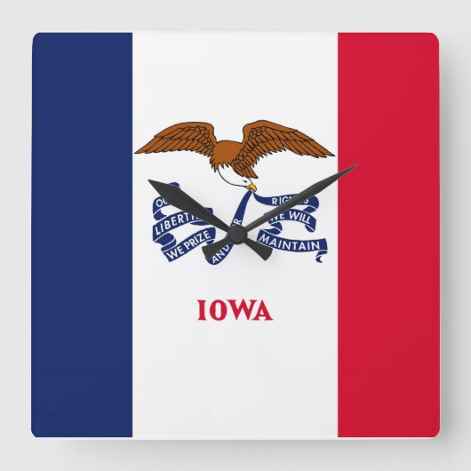 Wall Clock with Flag of Iowa, VS Vierkante Klok (Voorkant)