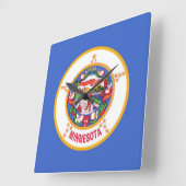Wall Clock with Flag of Minnesota, VS Vierkante Klok (Hoek)