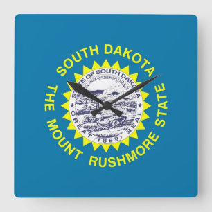 Wall Clock with Flag of South Dakota, VS Vierkante Klok