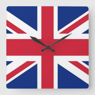 Wall Clock with Flag of United Kingdom Vierkante Klok