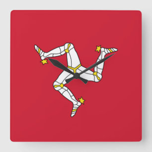 Wall Clock with Isle of Man Flag, Verenigd Koninkr Vierkante Klok