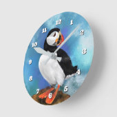 Wall Clock with Puffin Ronde Klok (Hoek)