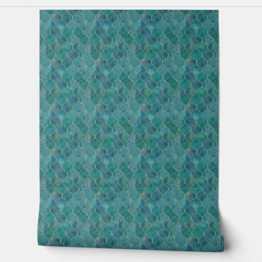 Wall Paper - Aqua Teel  Behang (Afrollen)