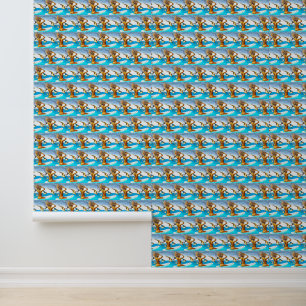 Wall Paper Art Surfer Meisje in Storm Behang