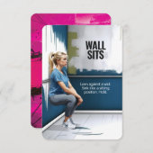 Wall Sits Fitness Kaart met Roze Rug (Voorkant / Achterkant)
