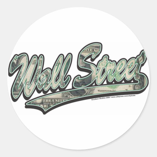 Wall Street Baseball Script, High Finance Ronde Sticker (Voorkant)