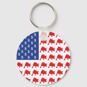 Wall Street Bull Market American Flag Sleutelhanger