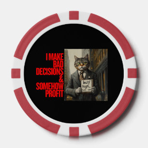 Wall Street Cat Meme   Grappige minimalistische be Poker Chips