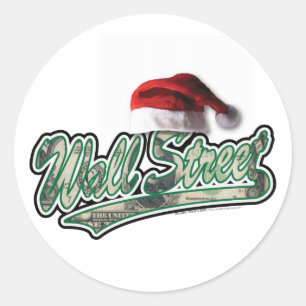 Wall Street Kerstmis met een Santa Hat Ronde Sticker