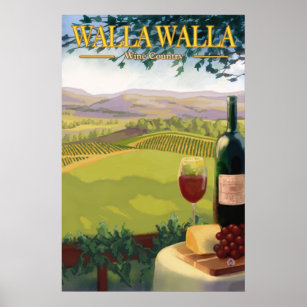 Walla Walla, WA Pays des vins - Poster de voyage