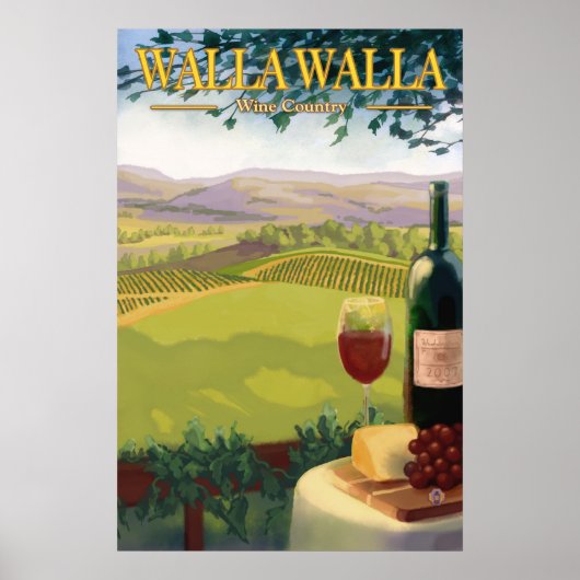 Walla Walla, WA Pays des vins - Poster de voyage (Devant)