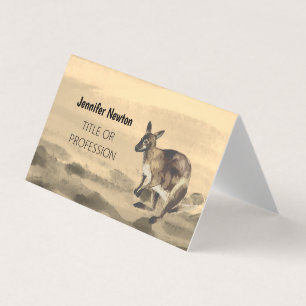 Wallaby beschilderd met waterverf sepia tonen visitekaartjes
