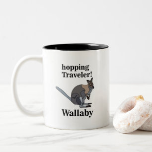 Wallaby Dier Huppende Reiziger Wilde Dieren Grappi Tweekleurige Koffiemok