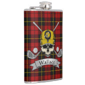 Wallace Badge & Tartan Personalized Skull Golf Heupfles (Rechts)