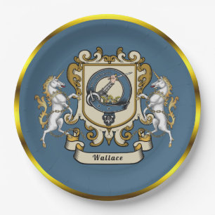 Wallace Clan Badge Blue gepersonaliseerd papier Bo Papieren Bordje
