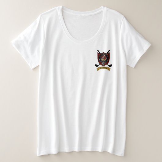 Wallace Clan Badge & Tartan Golf T-Shirt (Design devant)