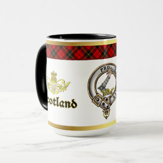 Wallace Clan Badge Tartan met gouden rand Mok