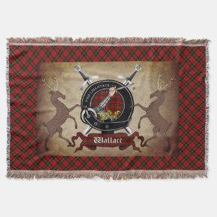 Wallace Clan Badge & Tartan Throw Blanket Deken