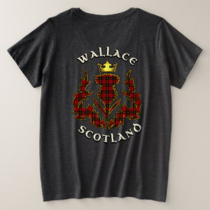 Wallace Clan Badge & Tartan w/Motto Grote Maat T-shirt
