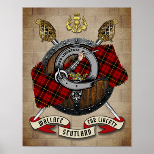 Wallace Clan Badge W/Crossed Swords Poster
