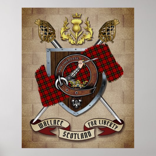 Wallace Clan Badge W/Crossed Swords Poster (Voorkant)