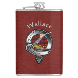 Wallace Clan Badge w / Red Faux lederen fles Heupfles