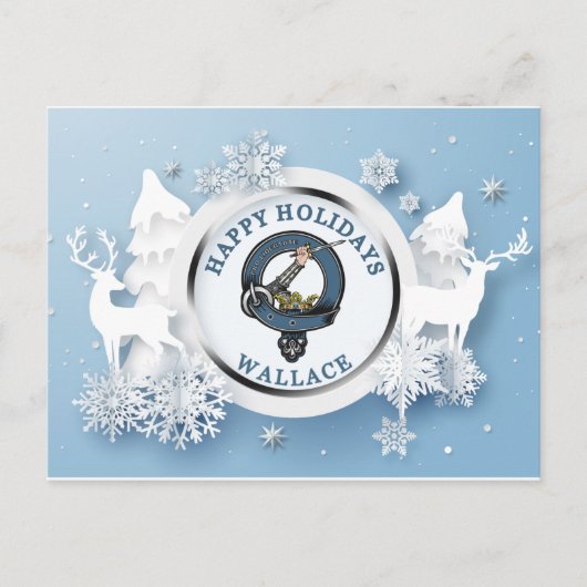 Wallace Clan Badge w/ White Stags Winter Briefkaart (Voorkant)