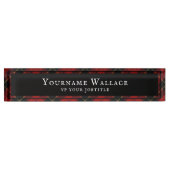 Wallace Clan Scottish Tartan Pset Pattern Naambordje (Voorkant)