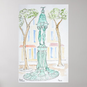 Wallace-fontein op Rue Brea   Parijs, Frankrijk Poster