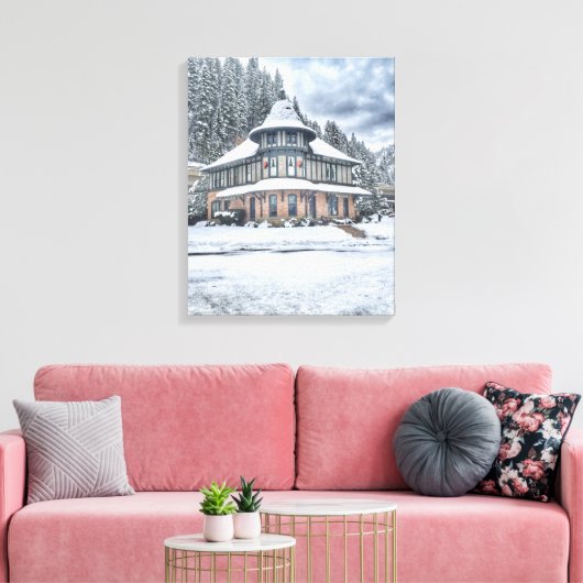 Wallace Idaho Depot in Winter Canvas Afdruk (Insitu (Woonkamer))