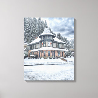 Wallace Idaho Depot in Winter Canvas Afdruk