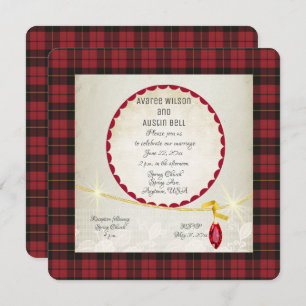 Wallace Red Tartan Garden Wedding Kaart