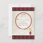 Wallace Rode Schotse Tartan bruiloft RSVP Kaartje (Voorkant)