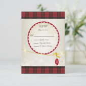 Wallace Rode Schotse Tartan bruiloft RSVP Kaartje (Staand voorkant)
