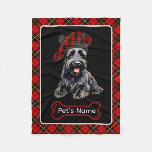 Wallace Scottie Dog Tartan gepersonaliseerd Fleece Deken (Voorkant)