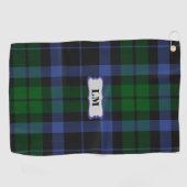 Wallace Tartan Blauw & Groen Monogram Initialen Golfhanddoek (Horizontaal)