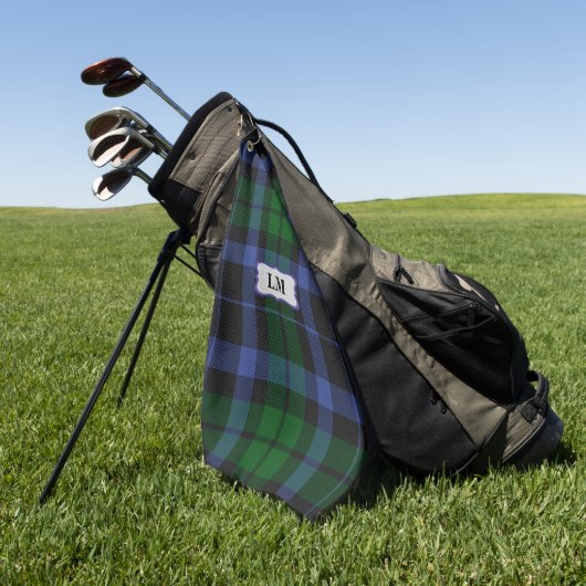 Wallace Tartan Blauw & Groen Monogram Initialen Golfhanddoek (Groen)