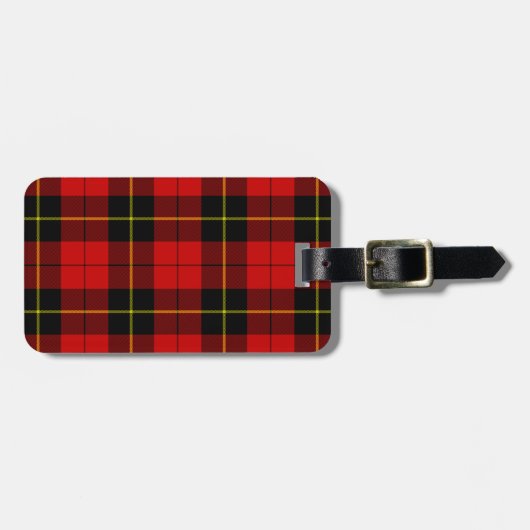 Wallace tartan red black plaid bagagelabel (Voorkant horizontaal)