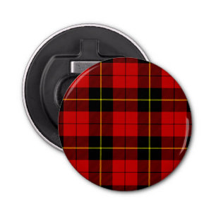 Wallace tartan red black plaid button flesopener