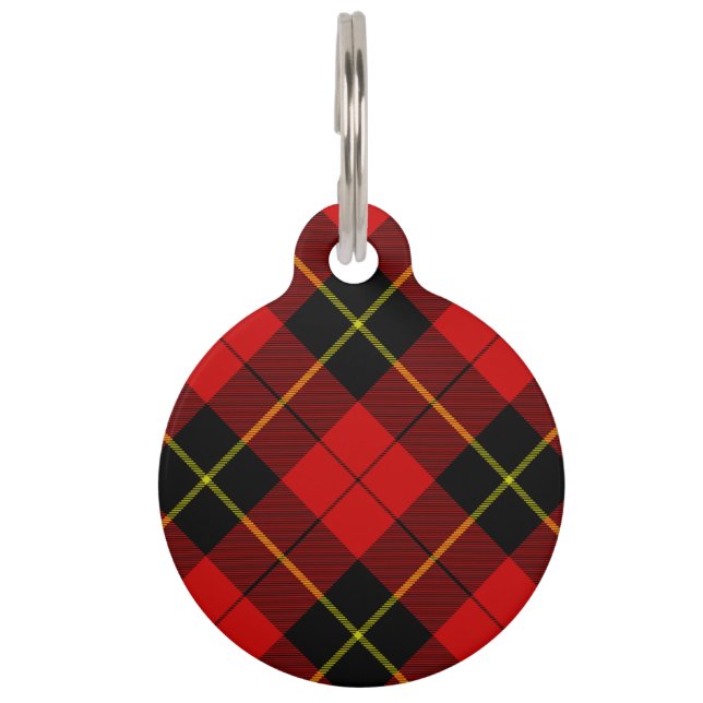 Wallace tartan red black plaid huisdierpenning (Voorkant)